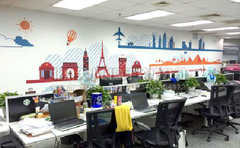 汝南教你设计办公室墙绘的方法。